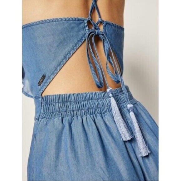 GUESS Combination Glad Jumsuit Size small Stylish Blue Backless Jumpsuit - Picture 2 of 10